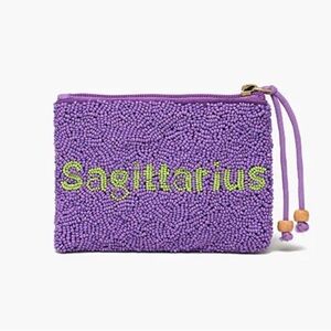 NWT-American & Beyond Celestial Purple Beaded Zodiac Coin Purse (Sagittarius)